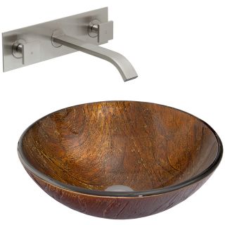 VIGO Glass Sink and Vessel Faucet Set Kenyan Twilight Glass Vessel Bathroom Sink with Faucet (Drain Included)