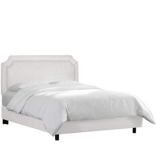 Skyline Furniture Arch Inset Nail Button Bed in Micro Suede White