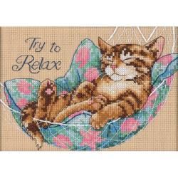 Try To Relax Mini Counted Cross Stitch Kit 7X5  