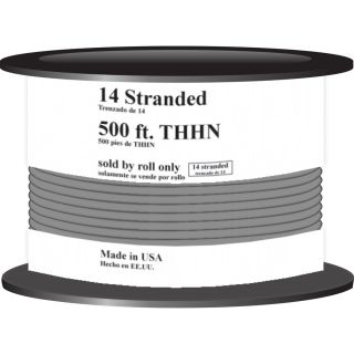 500 ft 14 AWG Stranded Grey THHN Wire (By the Roll)