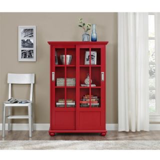 Altra Arron Lane Red Bookcase with Sliding Glass Doors