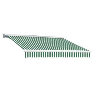 Beauty Mark 16 ft. DESTIN EX Model Left Motor Retractable with Hood Awning (120 in. Projection) in Forest Green and White Stripe DTL16 EX FW