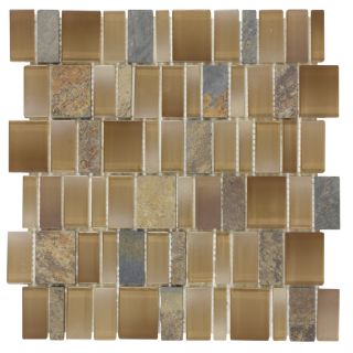 Elida Ceramica 1 Monarch Earth Staggered Mosaic Stone and Glass Slate Wall Tile (Common 12 in x 12 in; Actual 11.25 in x 11.75 in)