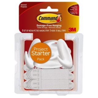 Command White Project Starter Pack (8 Sets of Medium Strips, 5 Small Hooks, 6 Small Strips) 17282HD