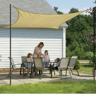 ShadeLogic Sun Shade Sail, Heavy Weight, 12' Square, Sand