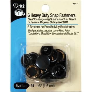Dritz Heavy Duty Snap Fasteners 5/8 6/Pkg Black   Home   Crafts