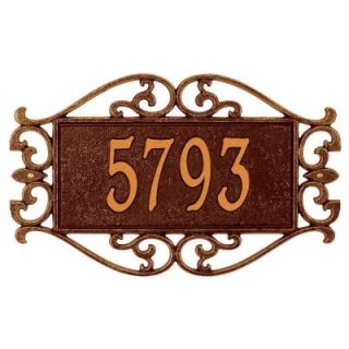 Whitehall Products Lewis Fretwork Rectangular Antique Copper Standard Wall One Line Address Plaque 5507AC
