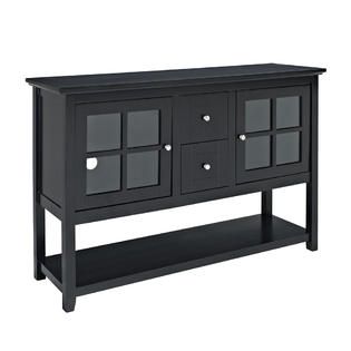Walker Edison  52 in. Blac Wood Console Table TV Stand