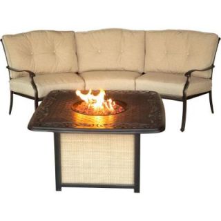 Hanover Traditions 2 Piece Patio Seating Set with Cast Top Fire Pit and Natural Oat Cushions TRADITIONS2PCFP