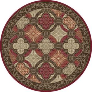 Tayse Rugs Capri Red 5 ft. 3 in. Transitional Round Area Rug CPR1007 6RND