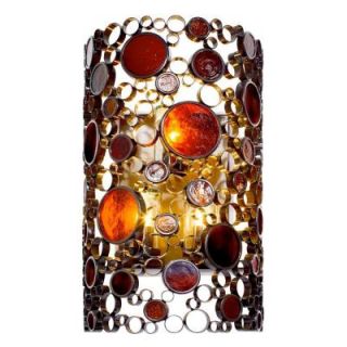 Varaluz Fascination 3 Light Glossy Bronze Outdoor Sconce with Amber Glass 765KL03