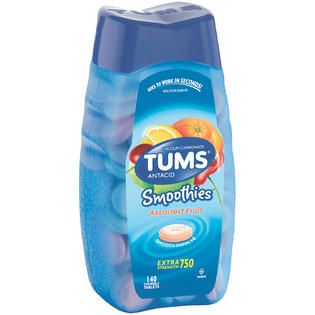 Tums Smoothies Extra Strength 750 Assorted Fruit Tablets Antacid
