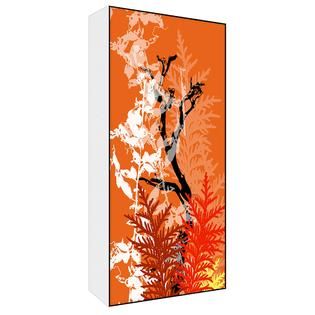 Green Leaf Art Orange Arrangement I Wood Art   Home   Home Decor