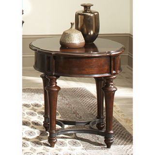 Liberty Kingston Cherry and Glass Round End Table  