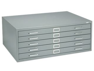 Safco 4994GRR Five Drawer Steel Flat File, 40 3/8w x 29 3/8d x 16 1/2h, Gray