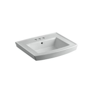 KOHLER Archer 4 in. Vitreous China Pedestal Sink Basin in Ice Grey with Overflow Drain K 2358 4 95