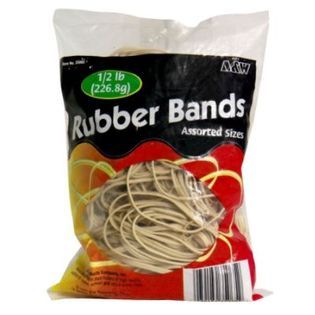 Rubber Bands, Assorted Sizes, .5 lb (226.8 g)   Office Supplies