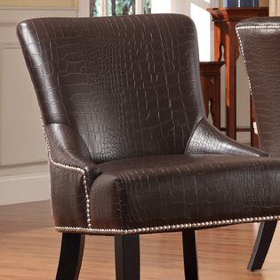 Oxford Creek  Casa Nail head Faux Leather Dining Chairs in Brown (Set