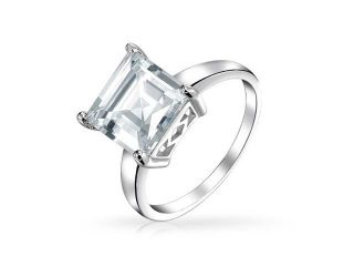 Bling Jewelry Sterling Silver Asscher Cut CZ Solitaire Engagement Ring