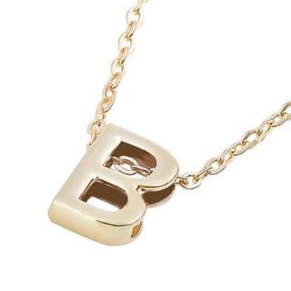 Zodaca Initial "B" Alphabet Letter Pendant Charm with Necklace Chain 7" Gold Plated