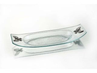 Fifth Avenue Butterfly Oval Bowl Large Serving platter Crystal Glass Centerpiece