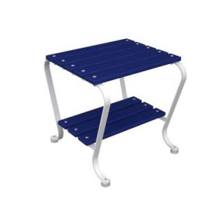Ivy Terrace 18 in. White and Pacific Blue Patio Side Table DISCONTINUED IVT18FWHPB