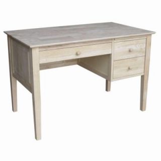 International Concepts Executive Desk with 3 Drawer in Unfinished OF 679478