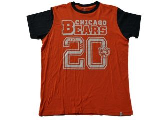 Chicago Bears 47 Brand Orange Navy White Logo Short Sleeve Cotton T Shirt (M)