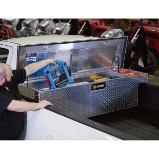 Deep Crossover Truck Box with Pushbutton Locking Latches — 60in. x 71in. x 14 1/2in. x 19in. x 20in., Aluminum  Crossbed Boxes