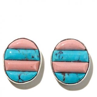 Jay King Turquoise and Pink Opal Inlay Sterling Silver Earrings   8045604