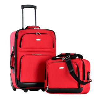 Olympia Lets Travel Red 2 piece Expandable Carry on Luggage Set
