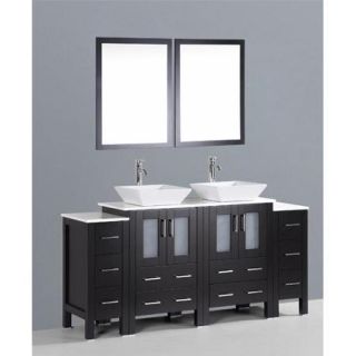 Bosconi Contemporary 72'' Double Bathroom Vanity Set with Mirror