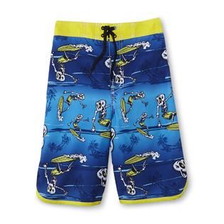 Joe Boxer Boys Side Binding Swim Shorts   Waves   Clothing, Shoes