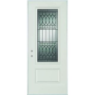 Stanley Doors 32 in. x 80 in. Nightingale Patina 3/4 Lite 1 Panel Prefinished White Steel Prehung Front Door 1544E BN 32 R P