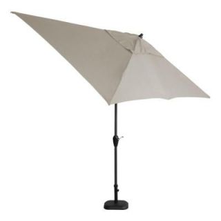 Hampton Bay 10 ft. x 6 ft. Aluminum Patio Umbrella in Gray with Push Button Tilt 9106 01407200