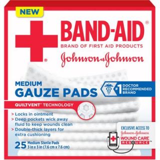 Band Aid Gauze Pads, Medium, 25 count