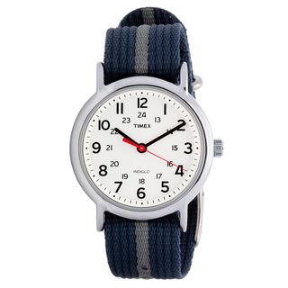 Timex Mens T2N654 Weekender Blue/ Grey Stripe Nylon Strap Watch