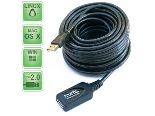 Plugable USB2 10M 10 Meter (32 Foot) USB 2.0 Active Extension Cable Type A Male to A Female