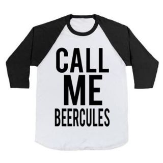 White/Black Call Me Beercules Baseball Funny Graphic T Shirt (Size XL) NEW Cool