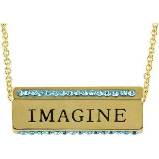 Truly Inspired Gold Plated 'Dream, Imagine, Believe' Crystal Sentiment 18" Necklace with Gift Box