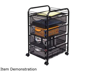 Safco Onyx 5214BL Mesh Mobile File w/Four Supply Drawers, 15 3/4w x 17d x 27h, Black