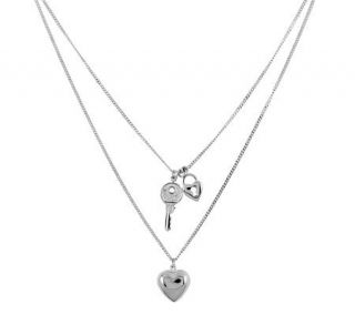 Sterling 18 Polished Heart, Lock, & Key Necklace   J311298 —