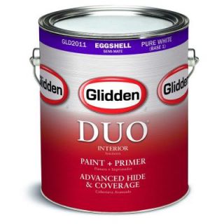 Glidden DUO 1 gal. Pure White Eggshell Interior Paint and Primer GLD2011 01