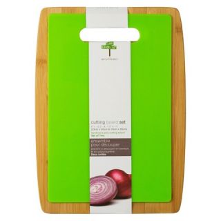 Architec Bamboo Wood and Plastic Cutting Board Set   2 pack