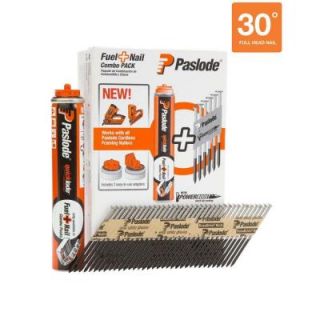 Paslode 3 in. x 0.120 Gauge Brite Smooth Shank Fuel + Nail Pack (1,000 Nails + 1 Fuel Cell) 650524