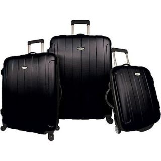 Traveler's Choice Rome 3 Piece Hard shell Spinning/Rolling Luggage Set in Black