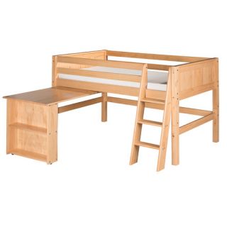 Camaflexi Low Loft Bed with Retractable Desk and Panel Headboard