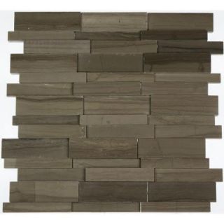 Splashback Tile Dimension 3D Brick Athens Gray Pattern 12 in. x 12 in. x 8 mm Marble Mosaic Floor and Wall Tile DIMENSION3DBRICKATHENSGRAY