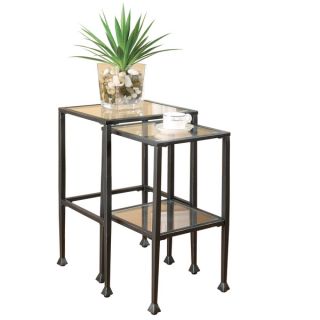 Black Tempered Glass and Metal Nesting Tables (Set of 2)