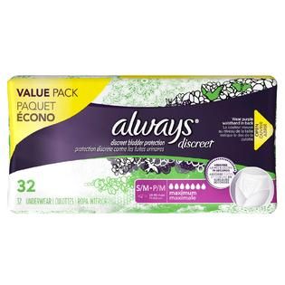 Always  Discreet, Incontinence Underwear, Maximum Absorbency, Small
